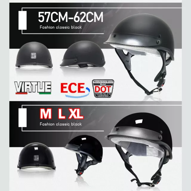 DOT Certified Helmet Motorcycle Half Face Moped Scooter Inner Visor Helmet Matte