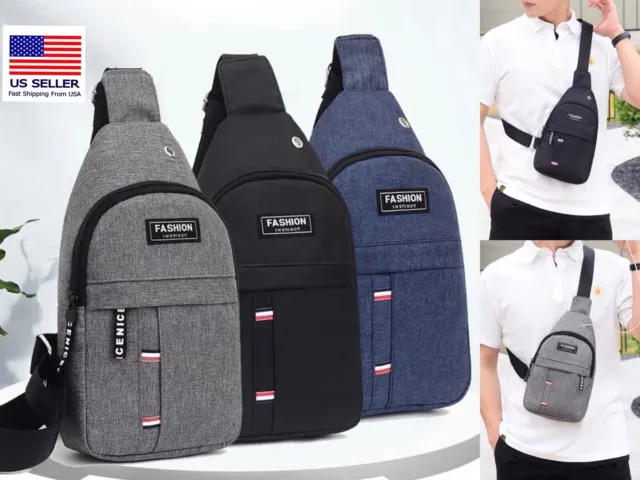 Mens Sling Bag Chest Bag Shoulder Bag Sports Backpack Waterproof Crossbody Bag