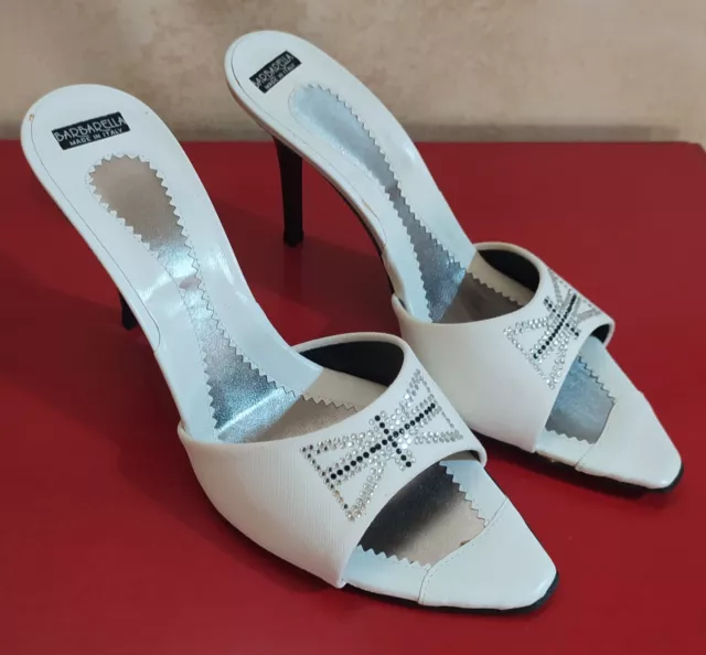 Sandali BARBARELLA Tg. 39- Bianco con Strass-MADE IN ITALY- NUOVO