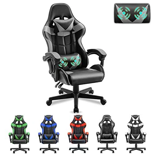 Grey Gaming Computer Chair,Game Chair,Ergonomic Gamer Chair,Racing Video Game