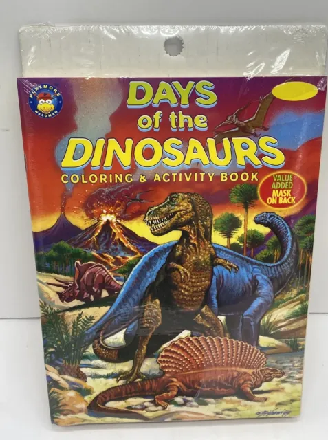 Days of the Dinosaur Coloring and Activity Book Playmore Waldman w/MASK LOT OF 8