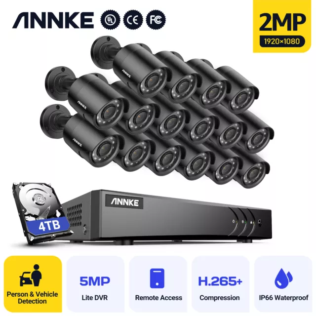 ANNKE 1080p CCTV System Security Camera 8 16CH 5MP Lite H.265+ DVR Night Vision