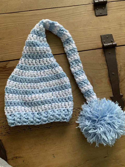 Gorro Bebe Beige Crochet Recién Nacido 3/6 Meses Artesanal Nuevo