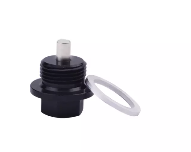 BLACK M18 x 1.5 Aluminium Magnetic Oil Drain Sump Plug  Nut Screw With Washer