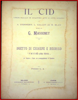 MASSENET_AU MENESTEL _ CANTO LE CID CHIMENE_J SPARTITO DUO L'INFANTE 