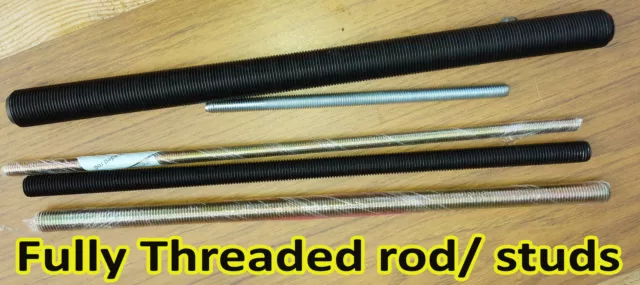 Fully Threaded UNF Stud 300mm Long Steel Plated Stud Rod Bar Thread