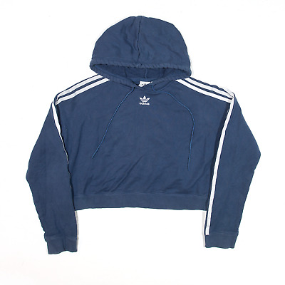 ADIDAS Cropped Sports Hoodie Blue Pullover Womens XS