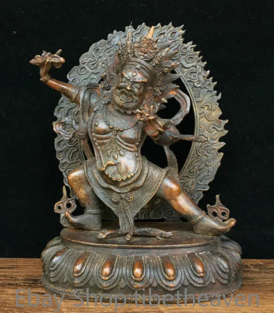 9.2" Old China Bronze Gilt Buddhism Vajradhara Vajrabhairava Buddha Sculpture