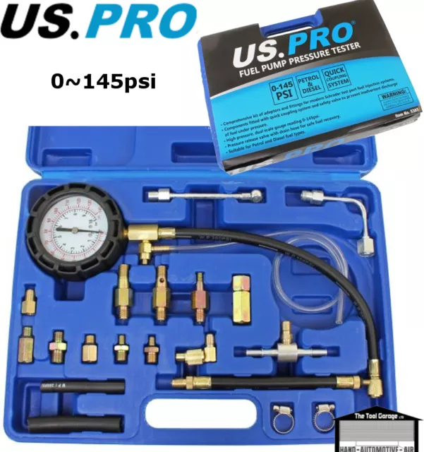 US PRO Tools Automotive Fuel Pump Pressure Tester Kit, Set NEW 5385