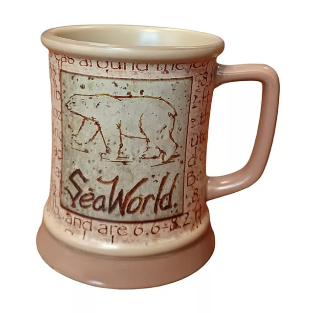 SeaWorld Mug 16 ounces Polar Bear Coffee Cup Fun Facts All Over Print Rare