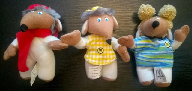 3 x RARE McDONALDS "WOMBLES" TOYS FROM 1999 - STORED & IN GOOD CONDITION
