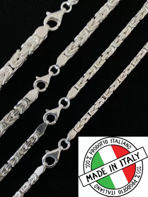 "Collar de cadena de cuerda bizantina de plata esterlina 925 real sólida para hombre 2,5-5 mm 18-30"