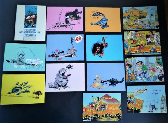 Série de 13 Cartes Postales Franquin et Jidéhem BD Charleroi + Monstres