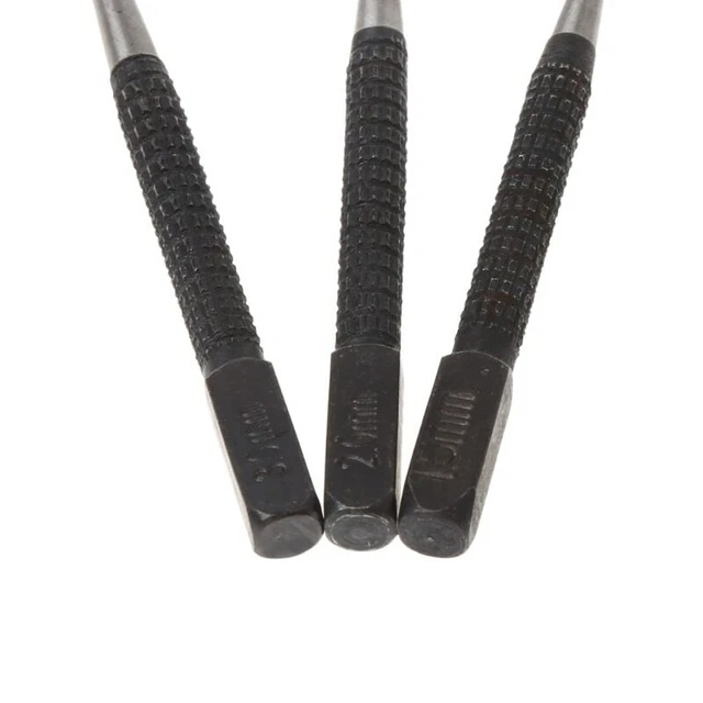 3 Pcs Heavy Duty Steel Chisels Centre Punch Woodworking Marking Hole Hand Tools