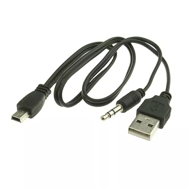 2XUSB Charging Cord to Mini USB Male And 3.5mm Jack Plug Audio Bluetooth Cable