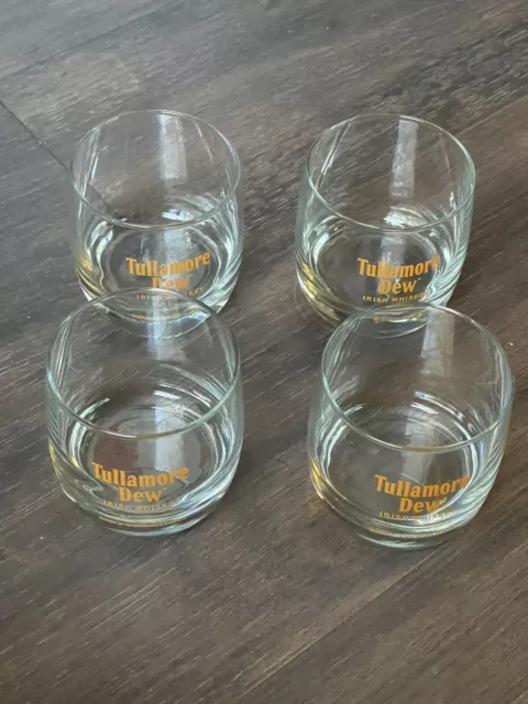 Lot of 4 NEW Tullamore Dew Irish Whiskey Cocktail Rocks Glass unique orange logo