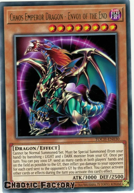 YUGIOH TOCH-EN030 Chaos Emperor Dragon - Envoy of the End Rare 1st Edition NM