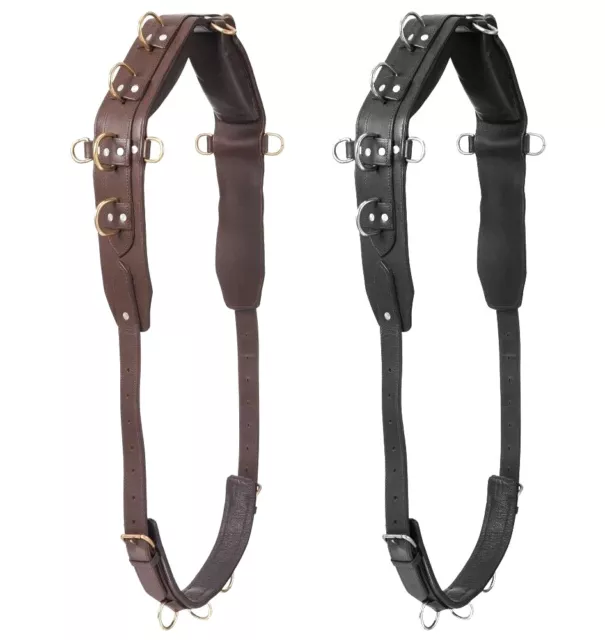 New Training Lunging Surcingle For Horse High Quality Heavy Leather Black Brown