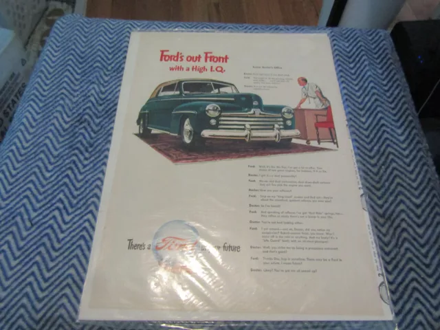 1947 Ford Sortie Avant Avec Un Haut Iq I. Q.Docteurs Bureau Vintage Couleur Ad