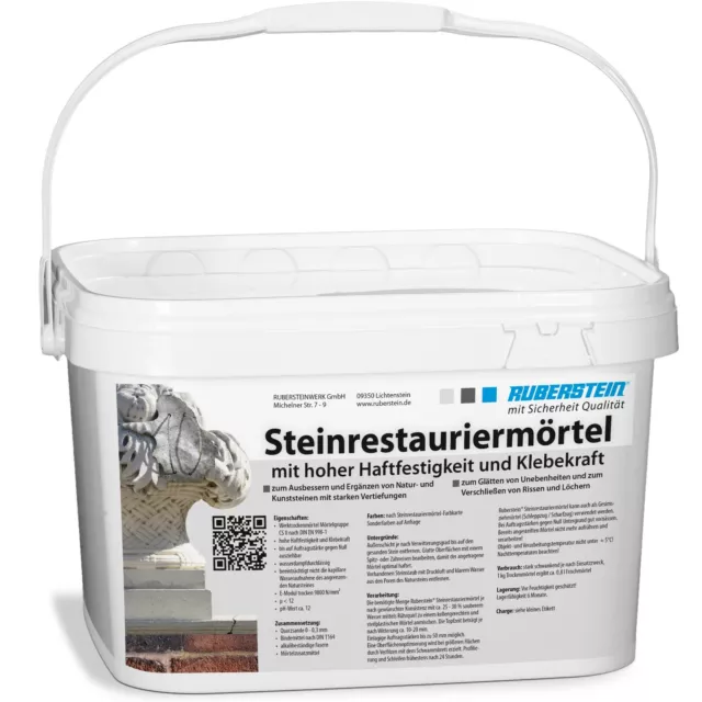 Ruberstein® Steinrestauriermörtel Sandstein reparieren Steinpaste naturweiß 10kg