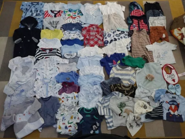 Baby Boys HUGE Bundle 0-3 Months Sleepsuits,Vests,Hats,Tops,PJ's,Joggers