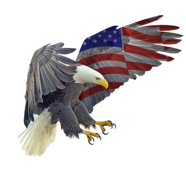 American Flag Bald Eagle Full Color Decal Sticker | Custom Made In the