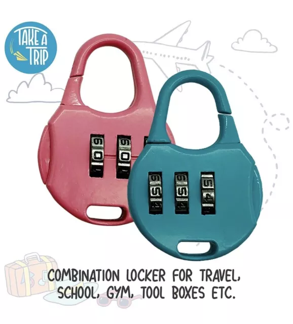 3 Digit Combination Password Lock Travel Luggage Suitcase Small Padlock Lockers