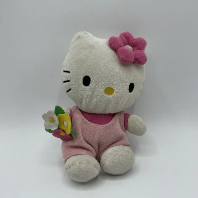 Hello Kitty mit Blümchen Plüschtier Kuscheltier Stofftier Ca. 17 Cm Rosa Kinder