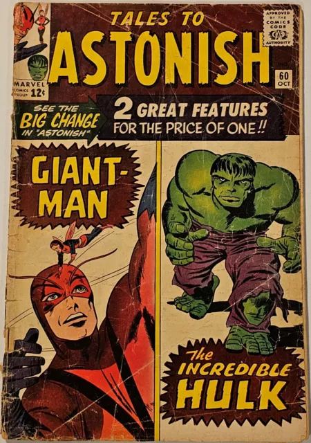 Tales To Astonish #60 Oct 1964 Giant-Man & The Hulk - Complete Lower Grade