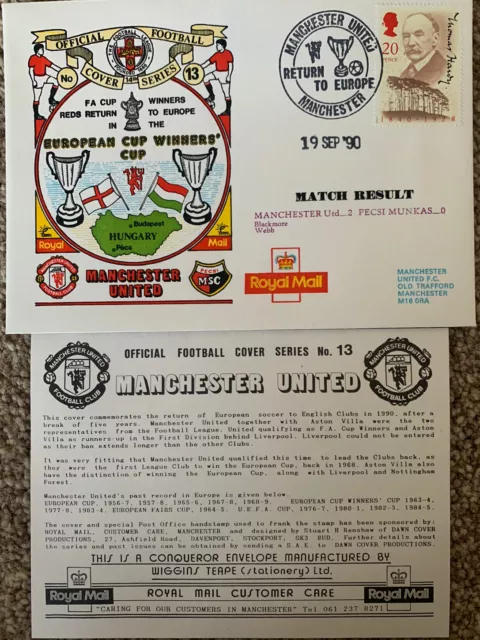 Manchester United V Pecsi Munkas Cup Winners Cup 1990 First Day Cover