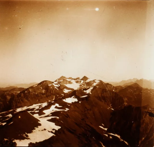 FRANCE SUISSE Montagne Mont Buet Ruan Sommet Tour Sallières, Stereo Plaque Verre