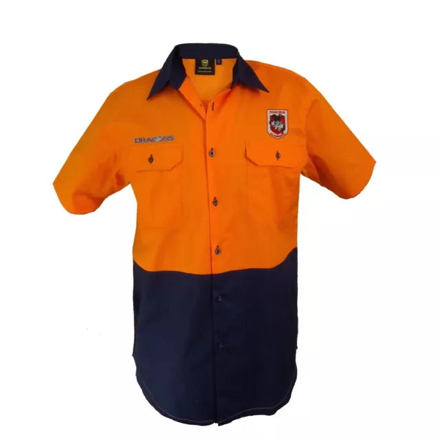 St George Illawarra Dragons NRL Hi Vis Button up Work Shirt Orange Easter Gifts