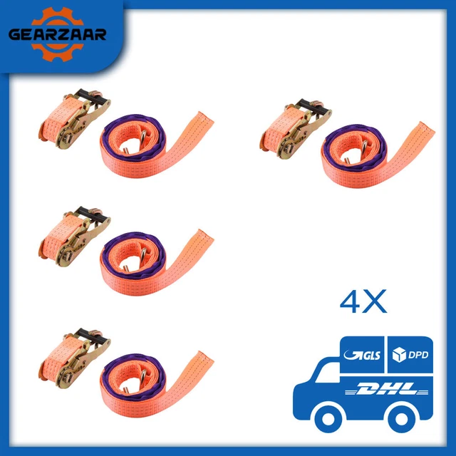 Spanngurte AUTOTRANSPORT 4x 3000kg 38mm Reifengurte Radsicherung Zurrgurte Gurte