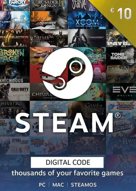 Steam Wallet Gift Card 10 USD UNITED STATES send in mail