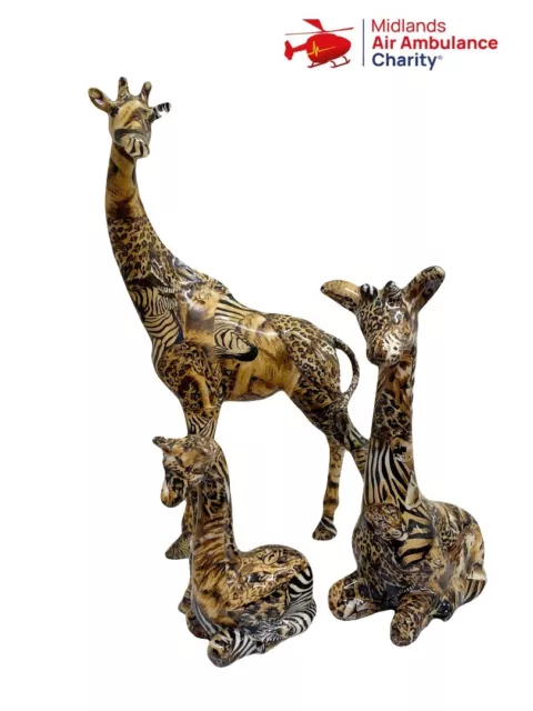 La Vie Giraffe Figurines x3 Animal Decoupage Vintage Ornaments Mother & Baby