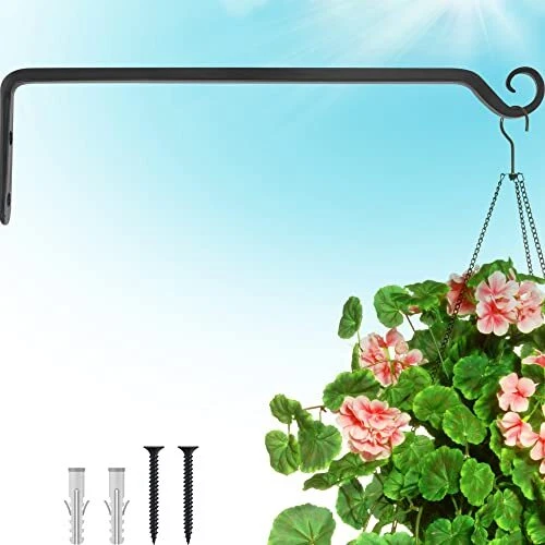 Outdoor Plant Hanger Hook 15” Hand Forged Straight Iron Wall Hooks for Bird F...