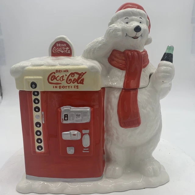 Coca-Cola Coke Collectible Cookie Jar Polar Bear Vending Bottles  Christmas