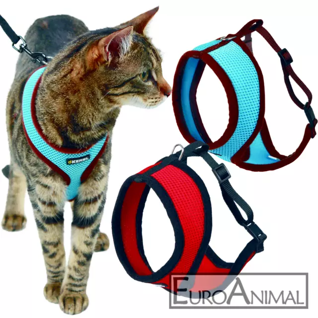 Katzengeschirr  MIT LEINE 120cm Geschirr Halsband Katze Softgeschirr Mesh-Gewebe