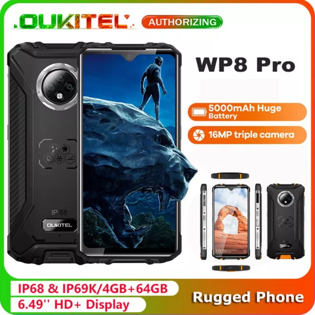 OUKITEL WP8 Pro 4GB+64GB 5000mAh Rugged Phone 6.49'' Display 16MP Triple Camera