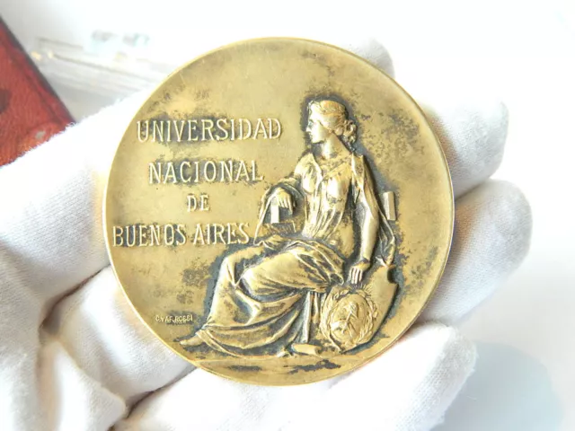 Vtg Large Silver Designer GRADUATION MEDAL 1922 Buenos Aires University by Rossi 2