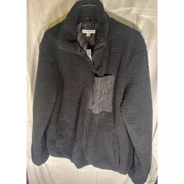 NWT, Size M, And Now This Mens Fleece Zipper Jacket - Black