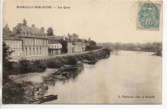 MARCILLY SUR SEINE - Marne - CPA 51 - bords de Seine - Quai - Pont - Riviere 2