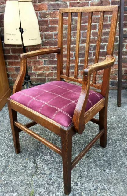 Large Antique Open Armchair, Georgian Elbow Chair, English Oak Chair.