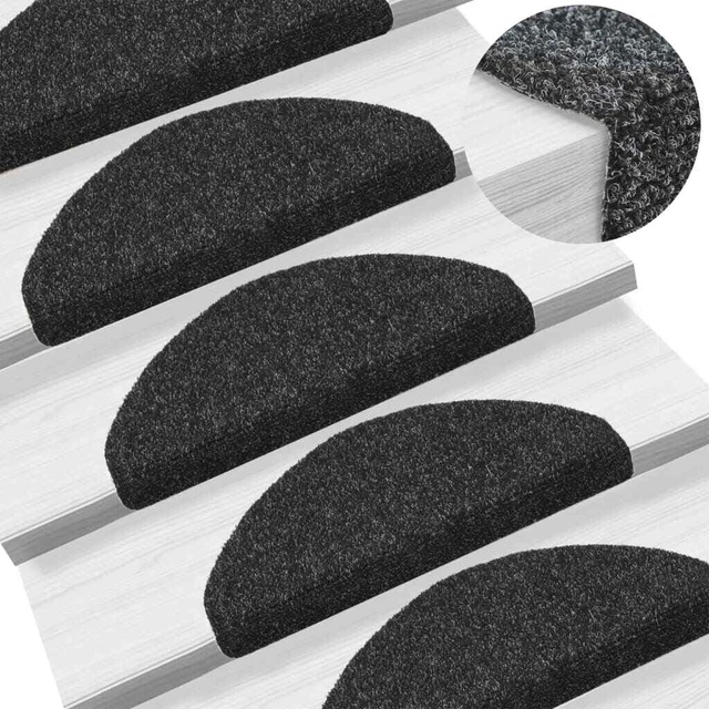 Vidaxl Tappetini per Scale Adesivi 5 pz 65x21x4 cm Neri Agugliati