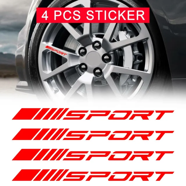 4Pcs SPORT Style Car Rims Wheel Hub Racing Sticker Graphic Decal Strip Red SA