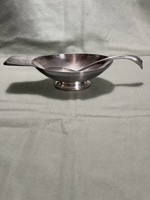 Vintage Christofle France Christian Fjerdingstad Silver Plate Sauceboat & Ladle