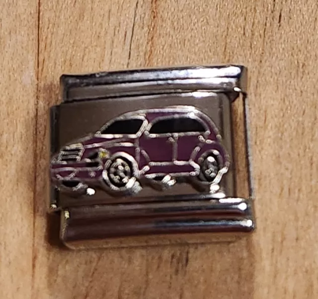 Purple VW bug beetle car Italian Charm 9mm Bracelet Link Birthday gift