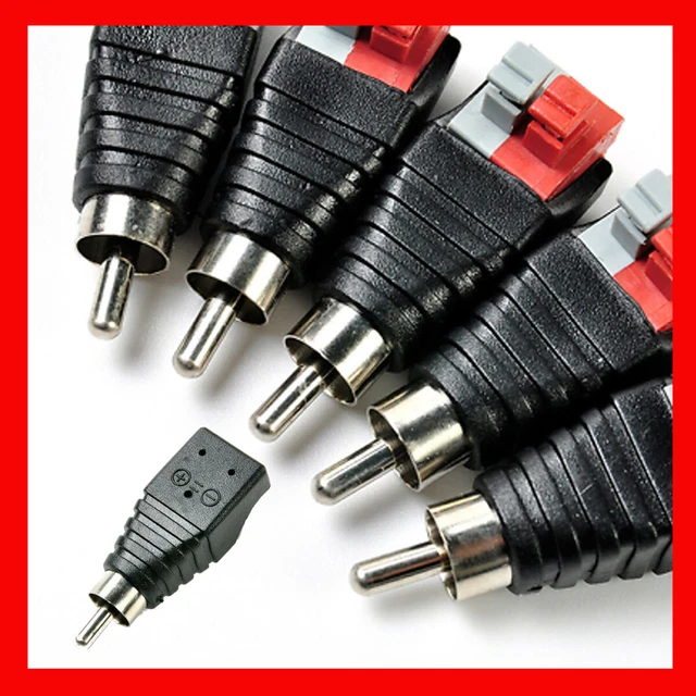 2PCS Speaker Wire A/V Cable to Audio Male RCA Connector Adapter Jack Press Plug