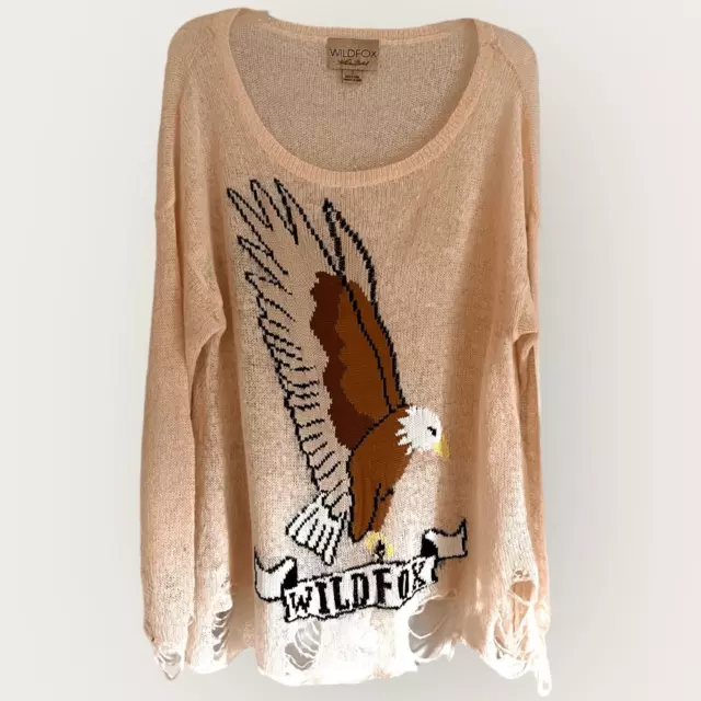 Wildfox White Label Lennon Eagle Oversized long sleeve lightweight top/sweater (