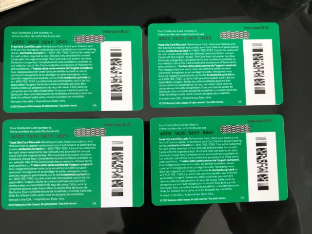Lot 4 Starbucks "Your Hard Work Noticed" Corporate Gift Card Cards #6202 CA 2